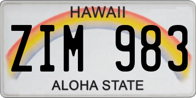 HI license plate ZIM983