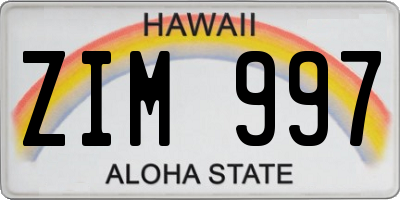 HI license plate ZIM997