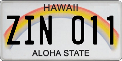 HI license plate ZIN011