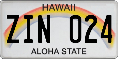 HI license plate ZIN024