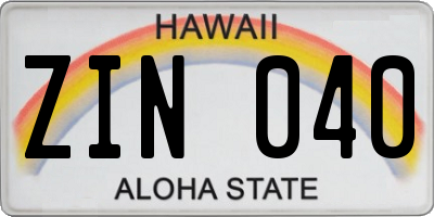 HI license plate ZIN040