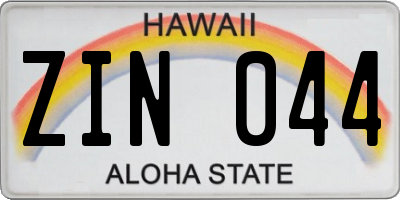HI license plate ZIN044