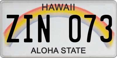 HI license plate ZIN073