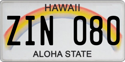 HI license plate ZIN080