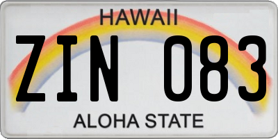 HI license plate ZIN083
