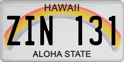 HI license plate ZIN131