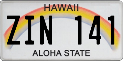 HI license plate ZIN141