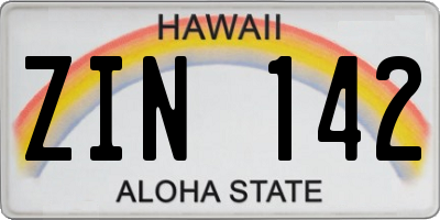 HI license plate ZIN142