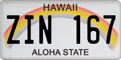 HI license plate ZIN167
