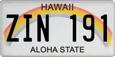 HI license plate ZIN191