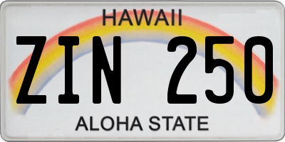 HI license plate ZIN250