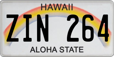 HI license plate ZIN264