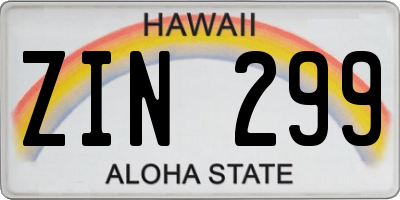HI license plate ZIN299