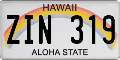 HI license plate ZIN319