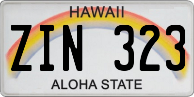 HI license plate ZIN323