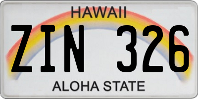 HI license plate ZIN326