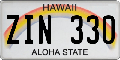 HI license plate ZIN330