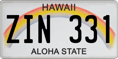 HI license plate ZIN331