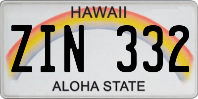 HI license plate ZIN332