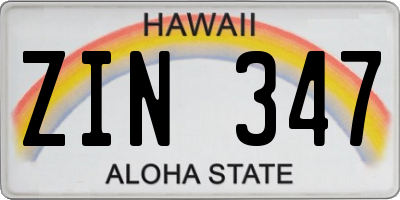 HI license plate ZIN347