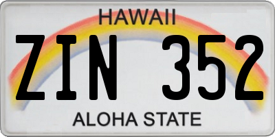 HI license plate ZIN352