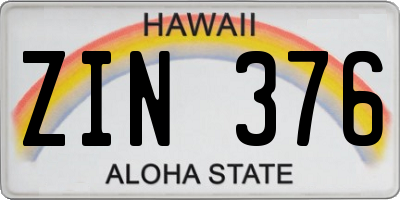 HI license plate ZIN376