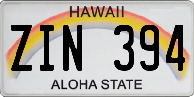 HI license plate ZIN394