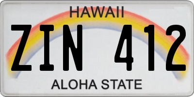 HI license plate ZIN412