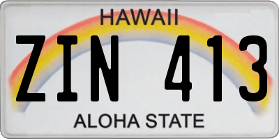 HI license plate ZIN413
