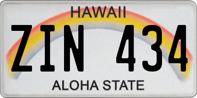 HI license plate ZIN434