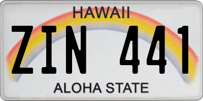 HI license plate ZIN441