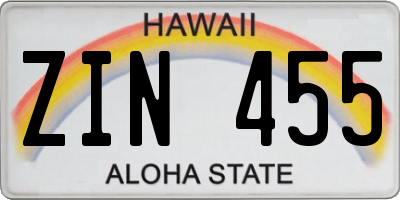 HI license plate ZIN455