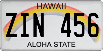 HI license plate ZIN456