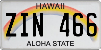 HI license plate ZIN466