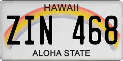 HI license plate ZIN468