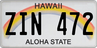 HI license plate ZIN472