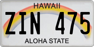 HI license plate ZIN475