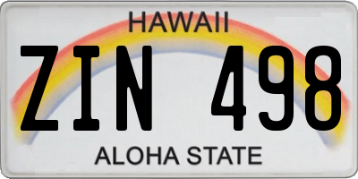 HI license plate ZIN498