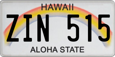 HI license plate ZIN515