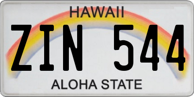 HI license plate ZIN544