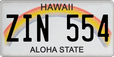 HI license plate ZIN554