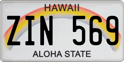 HI license plate ZIN569
