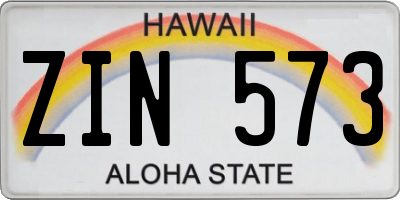 HI license plate ZIN573