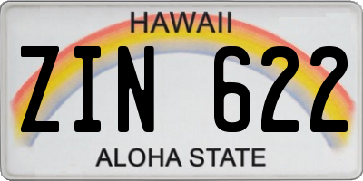 HI license plate ZIN622