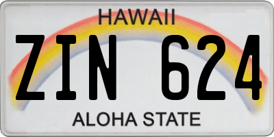 HI license plate ZIN624