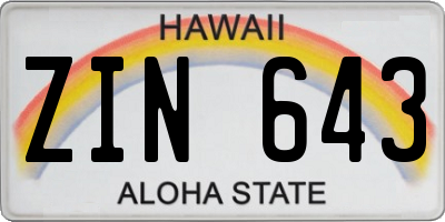 HI license plate ZIN643