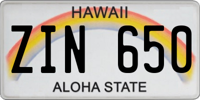 HI license plate ZIN650