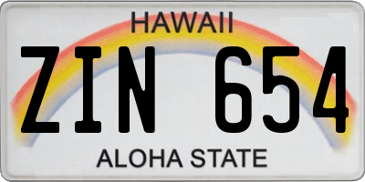 HI license plate ZIN654