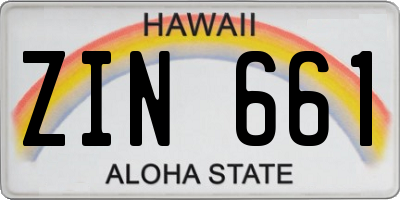 HI license plate ZIN661