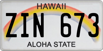 HI license plate ZIN673